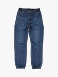 Polarn O. Pyret Kids' GOTS Organic Cotton Loose Jeans, Blue Denim