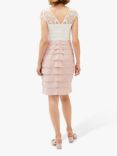Phase Eight Faith Contrast Lace Dress, Ivory/Antique Rose