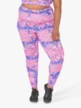 Wolf & Whistle High Waist Marble Print Leggings, Pink/Multi