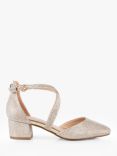 Paradox London Francis Wide Fit Glitter Block Heel Court Shoes