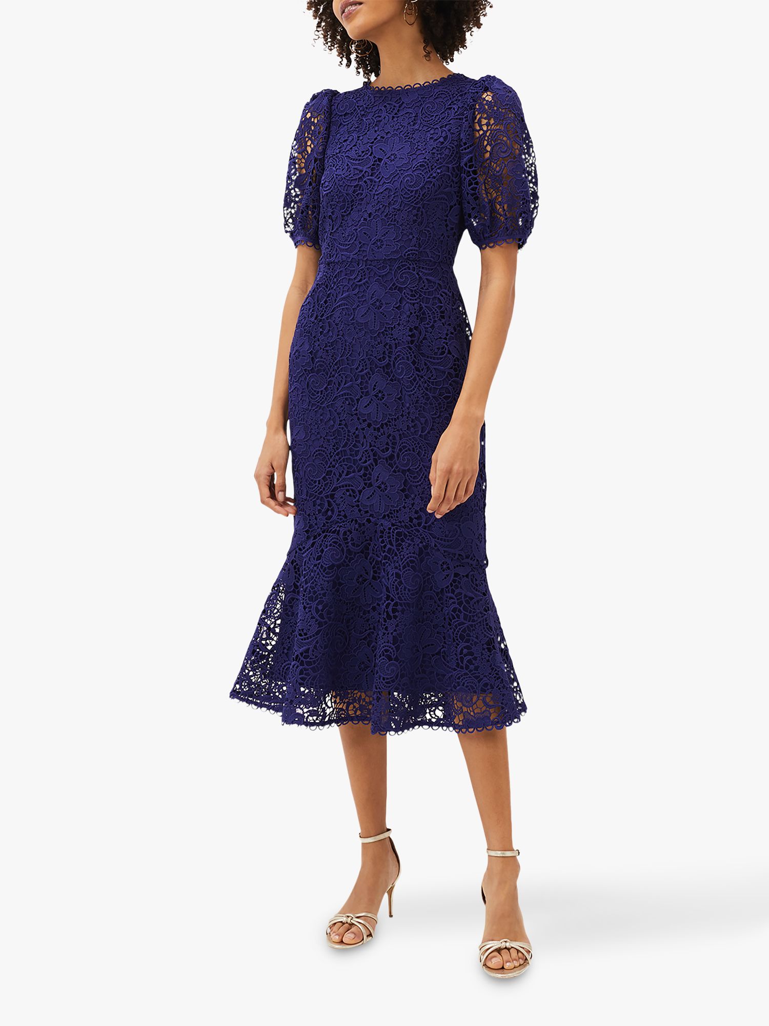 Phase Eight s Lidia Guipure Lace Fishtail Dress in Violet Womens Clothing Dresses Cocktail and party dresses Purple 