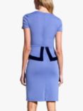 HotSquash Peplum Contrast Seam Fitted Dress, Blue/Navy