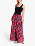 HotSquash Geometric Chiffon Maxi Skirt, Coral/Multi