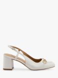 Dune Wide Fit Cass Leather Block Heel Sandals, White