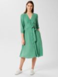 Hobbs Magnolia Polka Dot Midi Dress, Green/Ivory