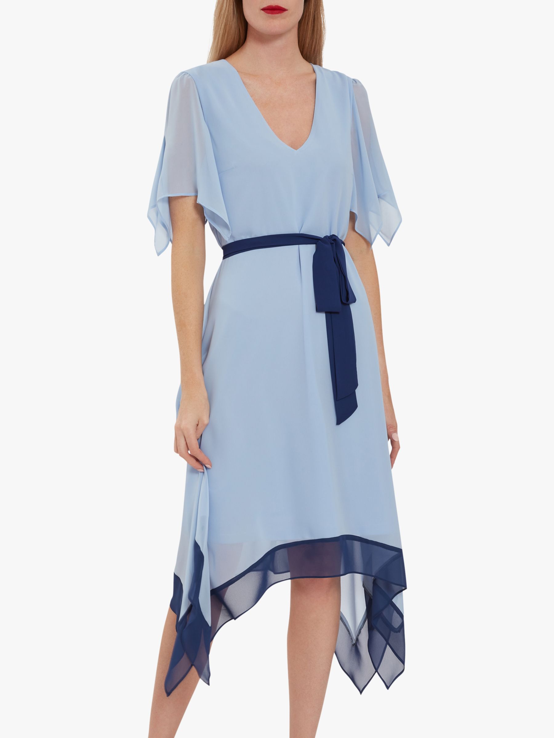 Gina Bacconi Valia Handkerchief Chiffon Dress, Nordic Blue, 16