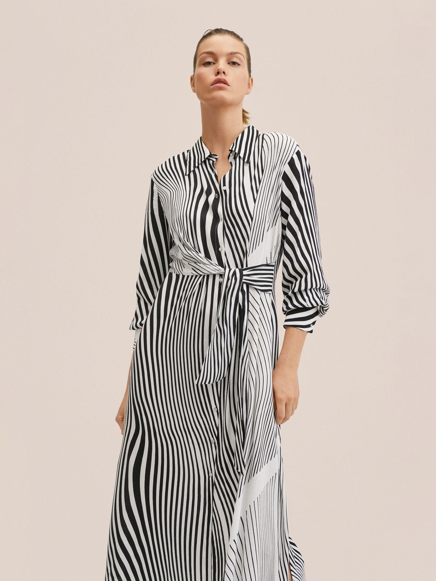Mango Lebril Striped Midi Dress, Black ...