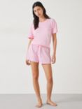 HUSH Jaime Shorts Organic Cotton Pyjama Set, Soft Pink