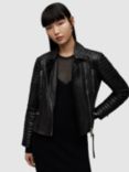 AllSaints Leoni Leather Biker Jacket, Black