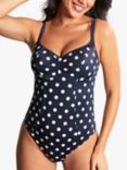 Panache Anya Riva Spot Balconette Swimsuit, Navy/Vanilla