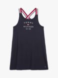 Tommy Hilfiger Kids' Organic Cotton Core Signature Strappy Dress, Desert Sky