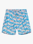 Trotters Kids' Tiger Swim Shorts, Aqua Blue