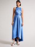 Ted Baker Mmilly Satin Dip Hem Midi Dress, Light Blue