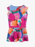 Aigle Kids' Abstract Floral Short Sleeve Dress, Indian Pink