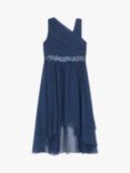 Monsoon Kids' Abigail One Shoulder Prom Dress, Navy