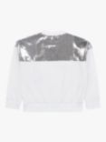 DKNY Kids' Fancy Sequin Sweatshirt, Silver/White