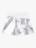 DKNY Kids' Fancy Sequin Logo Shorts, Silver/White