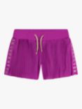 DKNY Kids' Pleat Side Logo Shorts, Violet Pop