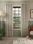 John Lewis Picot Stripe Embroidery Pair Lined Eyelet Curtains