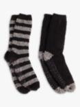 totes Supersoft Slipper Socks, Pack of 2, Black/Grey