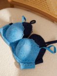 John Lewis ANYDAY Loreli Lace Padded Bra, Pack of 2, Blue/Blue