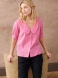 Brora Gingham Ruffled Chelsea Collar Shirt, Peony