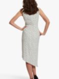 Gina Bacconi Kari Asymmetric Hem Spot Dress, Off White/Black