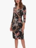 Gina Bacconi Tassiana Floral Dress, Black/Beige, Black/Beige