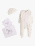 The Little Tailor Baby Cotton Rocking Horse Sleepsuit & Hat Set, Cream