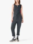 HUSH Button Through Cotton Jersey Jumpsuit, Ebony