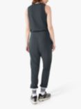 HUSH Button Through Cotton Jersey Jumpsuit, Ebony