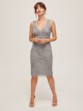 Lace & Beads Louisa Bead Embellished Knee Length Dress, Grey