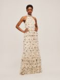 Lace & Beads Safa Star Print Maxi Dress, Ivory/Multi