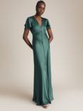 Ghost Delphine Satin Maxi Dress, Forest Green