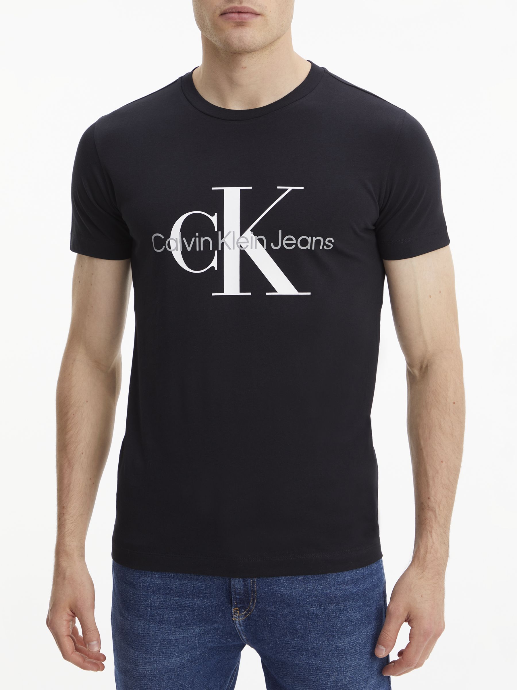 Calvin Klein Jeans Core Monogram Logo Cotton Sweatshirt, Ck Black at John  Lewis & Partners