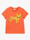 Du Pareil au même Kids' Cotton Leopard Graphic T-Shirt, Orange