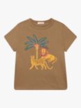 Du Pareil au même Kids' Cotton Big Cat Graphic T-Shirt, Green