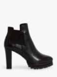 AllSaints Sarris Leather High Block Heel Shoe Boots, Black