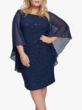 Gina Bacconi Plus Size Passion Sequin Lace Shift Dress, Spring Navy, Spring Navy