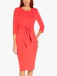 Adrianna Papell Knit Crepe Sash Waist Midi Dress, Vibrant Coral