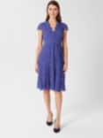 Hobbs Anastasia Fit and Flare Lace Dress, Blue