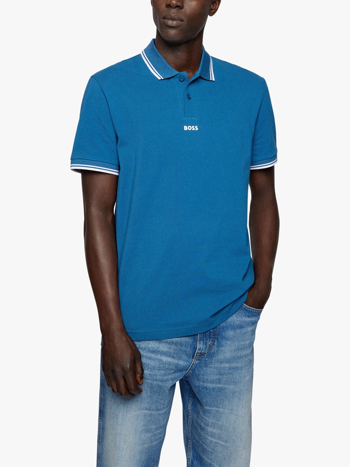 BOSS by HUGO BOSS Cotton Pchup Classic Polo Colour: Dark in Blue Mens T-shirts BOSS by HUGO BOSS T-shirts for Men White 