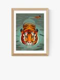 EAST END PRINTS Dieter Braun 'Swimming Tiger' Framed Print, Oak Frame