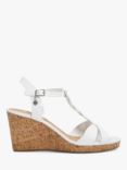 Dune Wide Fit Koala Leather Wedge Heel Sandals, White