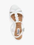 Dune Wide Fit Koala Leather Wedge Heel Sandals, White