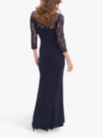 Gina Bacconi Una Floral Lace Sleeve Maxi Dress, Navy