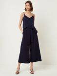 French Connection Whisper Belted Cropped Trousers, Utility Blue