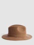 Reiss Ashbourne Wool Fedora Hat, Camel