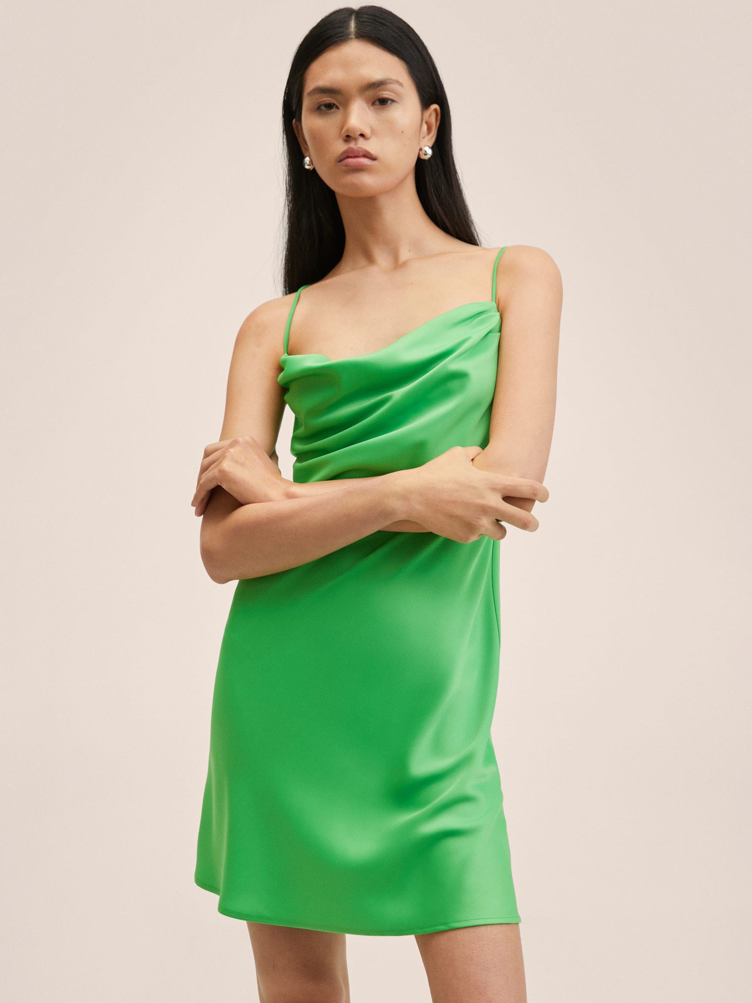 Mango Lupe Cowl Neck Mini Dress, Green ...