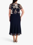 chesca Embroidered Sequin Midi Dress, Navy